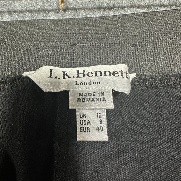 L.K. Bennett Pants Womens 8 Black Knit Stretch Ankle Tapered Leg Elastic Waist - Picture 4 of 7